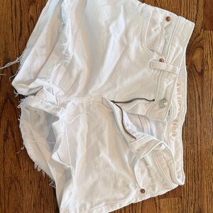 American Eagle Outfitters Frayed White Jean Shorts